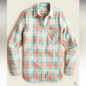 J. CREW Classic Women's Button Down Blush Plaid Flannel Shirt Size 4